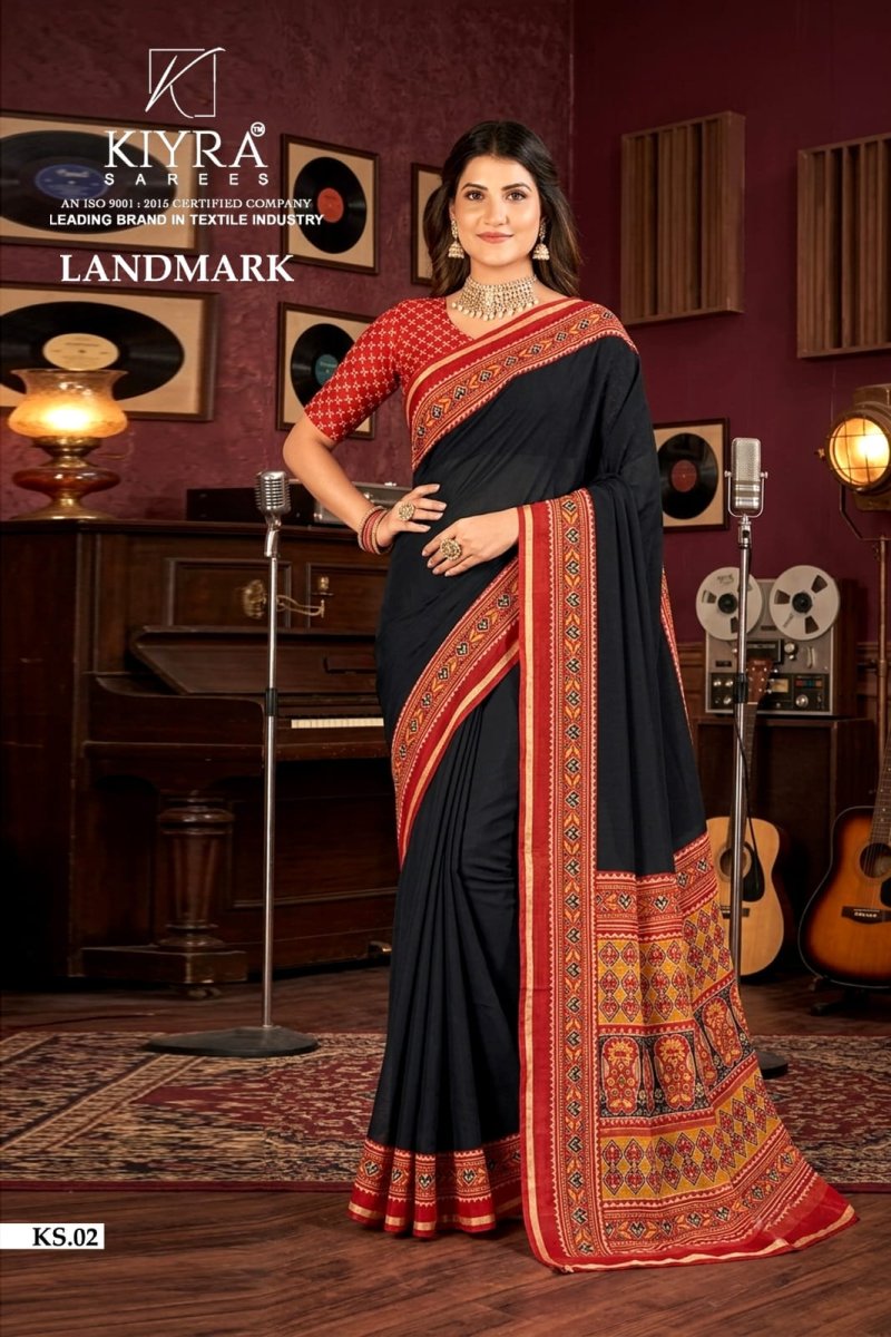 Landmark By Kiyra Black Masakali Silk Saree